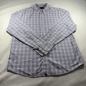 UNTUCKit LT Men’s Large Wrinkle Free Pink/Blue Plaid Check Shirt Button
